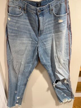 Abercrombie & Fitch Light Blue Slim Straight Jeans with Brown Side Stripe